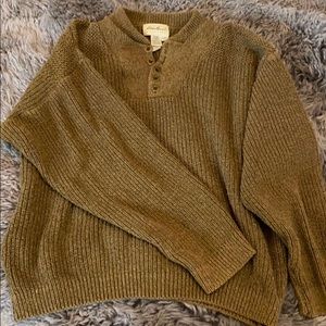Eddie Bauer olive green knit sweater men’s size L